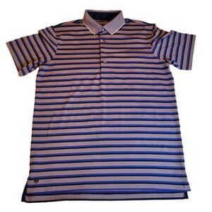 Greyson Men's Short Sleeve Performance Polo Striped Purple/Blue/Gray Large